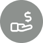 Hand receiving a dollar sign icon.